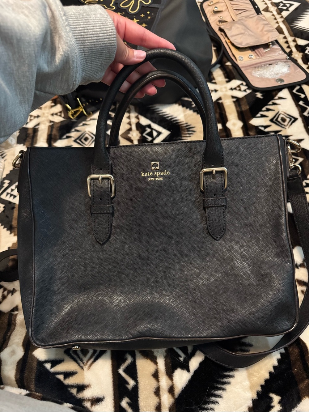 kate spade Black Saffiano Leather Top-Handle Briefcase